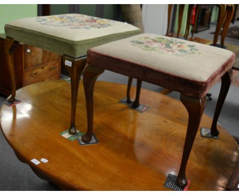 Two square footstools with floral and tapestry seats 
