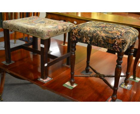 Two footstools with tapestry seats 