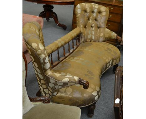 A rosewood framed button back twin seat parlour sofa