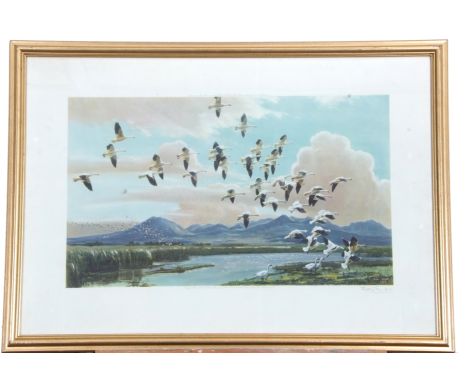 Peter Markham Scott (British 20th Century), Snow Geese, California, Coloured lithograph, signed in pencil by the artist , app