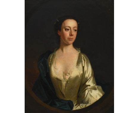 Allan Ramsay (Scottish 1713-1784) Portrait of Mrs Penelope Cholmeley (1715-1760), half-length, wearing a white dress and blue