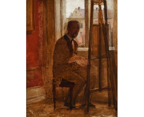 Danish School 19th Century Self-portrait of an artist seated at his easel Oil on canvas 34 x 26.5cm; 13 x 10½in Provenance: B