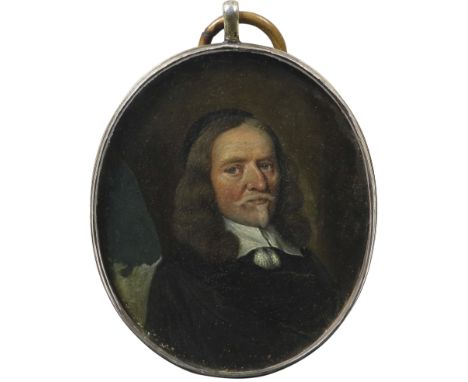 English School 17th Century Portrait miniature of a cleric On copper, oval, in a gilt metal frame 46 x 39mm Provenance: The c