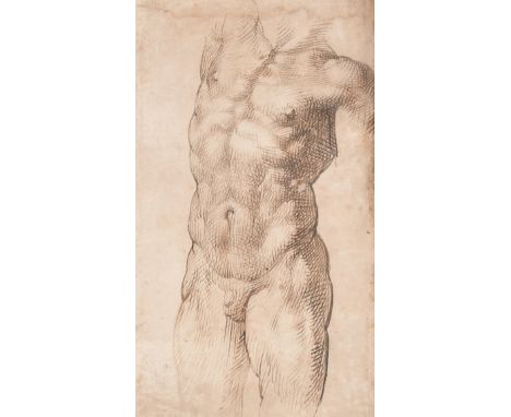 Bartolomeo Passarotti (Italian 1529-1592)Study of a male nudeInscribed Annibal Carrachi (to mount)Pen and brown ink26 x 15.1c