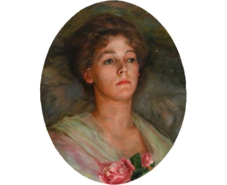 English School c.1900 Portrait of a lady, traditionally identified as Lady Blanche Hozier (1852-1925), bust length, wearing a