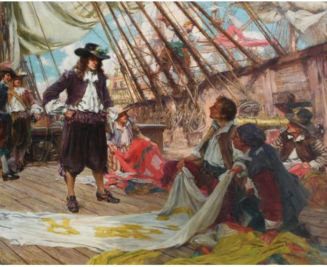 Arthur David McCormick FRGS (Irish 1860-1943) Samuel Pepys on board a ship, 13 May 1660 Signed A. C. McCORMICK (lower left) O