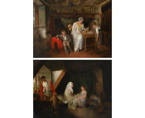 Edward Bird RA (1772-1819) The Benevolent Village Instructress; Visiting the Sick Two, the former signed E BIRD (lower left);