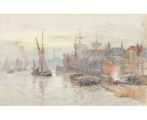 Herbert Menzies Marshall RWS (1841-1913) An old wharf near Greenwich Signed H M Marshall (lower right) Pencil and watercolour