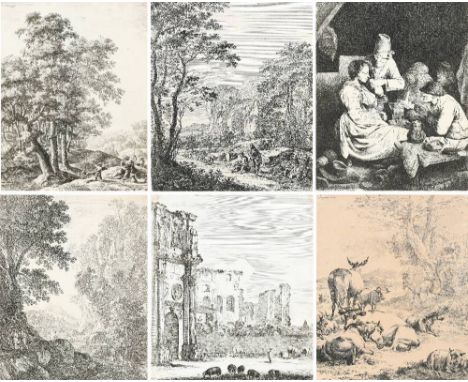 An album of old master and 19th-century prints Thirty-seven, including examples by or after Anthonie Waterloo, Herman van Swa