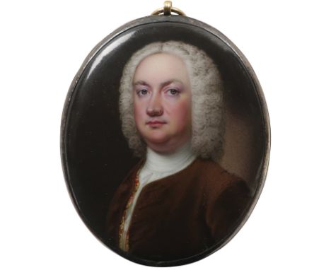 Attributed to Christian Friedrich Zincke (German 1683-1767) Portrait miniature of William Metcalfe of Fordham Abbey, Cambridg