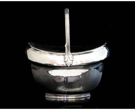 A George III silver double compartment tea caddy, of ovoid form, with twin covers and concealed hinge, fixed reeded loop hand