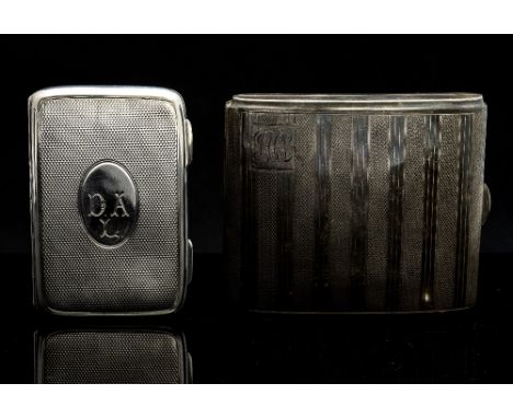 A George V Chester silver cigarette case with engine turned decoration, engraved initials, sponsor's mark James Deakin and So