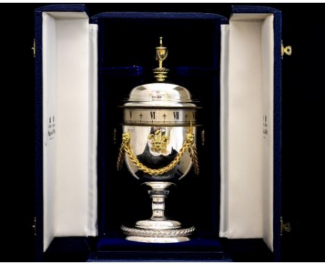 An Elizabeth II silver limited edition urn clock, commemorating the Royal Wedding on 29th July 1981 of Prince Charles to Lady