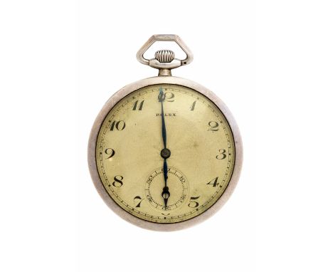 Rolex, a circa 1930's Rolex silver cased open faced vest pocket watch, top wind, 4cm champagne dial with subsidiary seconds d