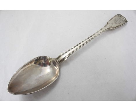 A William IV silver basting spoon in the fiddle, reed and shell pattern, London, 1836, maker D.P, 170 grams