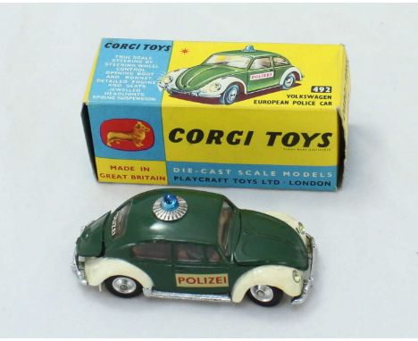 A Corgi toys Volkswagen European police car model 492, with special usable steering column, in original box