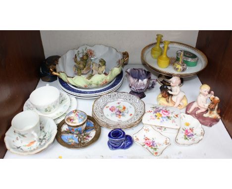 SECTION 15.  various ceramics including Royal Crown Derby 'Posies' and a gilt-metal mounted German porcelain inkwell etc