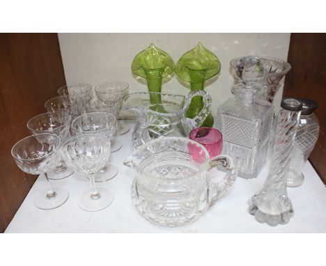 SECTION 6.  Eight champagne glasses and a pair of green Jack-in the-pulpit vases, together with various cut glass jugs, vases