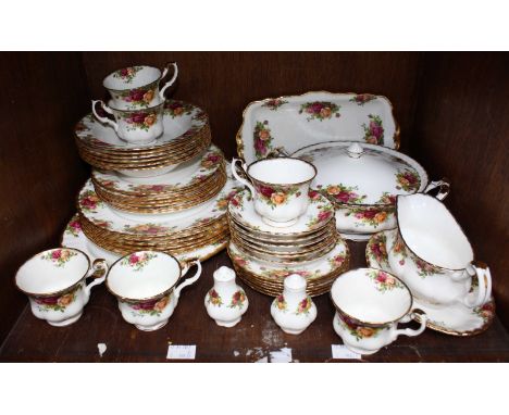 SECTION 46. A 42 piece Royal Albert 'Old Country Roses' part tea and dinner service, comprising of plates, cups, saucers and 