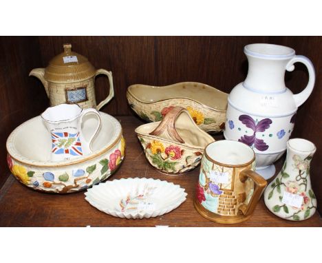 SECTION 42. Nine various assorted pottery items including some examples by 'Radford' and 'H.J Wood' including jugs and vases 