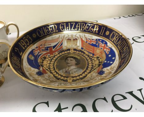A collection of quality bone china and porcelain Elizabeth II commemorative Aynsley Paragon and Minton all elaborate decorate