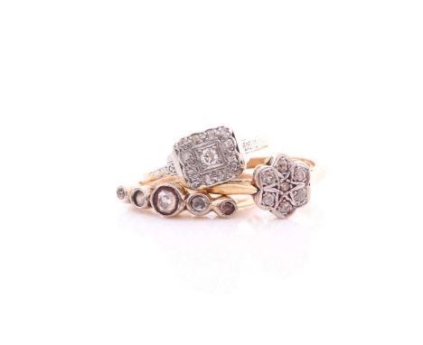 An Edwardian five stone half hoop diamond ring; the graduated old cut diamonds in collet mounts; together with an early 20th 