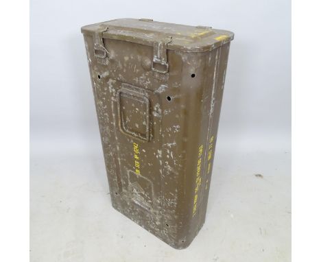 A metal ammunition box, 78cm x 40cm x 24cm 