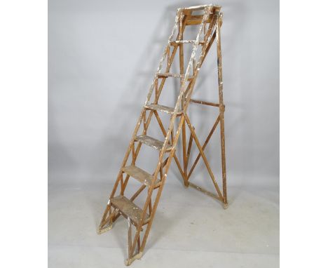 A Vintage pine folding step ladder, by Hatherley 