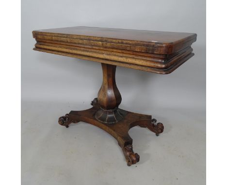 A William IV rosewood fold over card table 