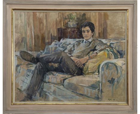 * SUSAN RYDER (BRITISH b. 1944), PORTRAIT OF A MAN oil on canvas, signed and dated '86 image size 72cm x 86cm, overall size 8