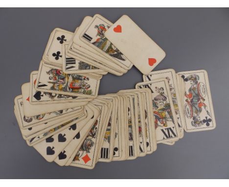 A set of 54 19thC Austrian tarot playing cards by Ferd. Piatnik &amp; Sohne, Wien, having hand coloured lithographed decorati