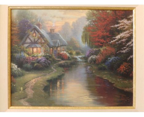 Thomas Kinkade - limited edition 'International Proof' higlighted canvas print - 'A Quiet Evening', 91/790I/P, 15.5" x 19" wi