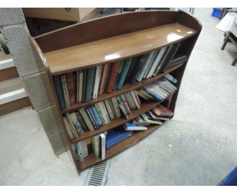 A vintage Remploy bookcase and selection of vintage volumes