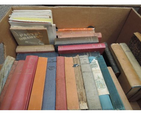A selection of vintage volumes including Georgette Heyer, and early exploration books. 