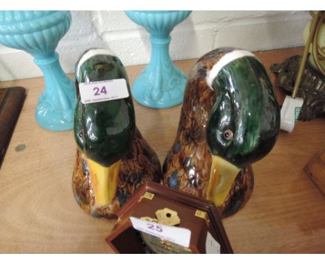 A pair of Italian ceramic Mallard duck ornaments 