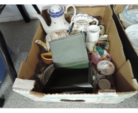 A selection of miscellaneous ceramics etc including vintage handkerchief box