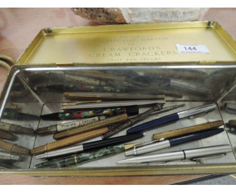 A selection of vintage propelling pencil and fountain pens including early advertising pencils
