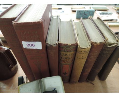 A selection of vintage volumes including 'The Life of David Lloyd George volumes 1 and 2', 'Captain Cooks Voyages' etc