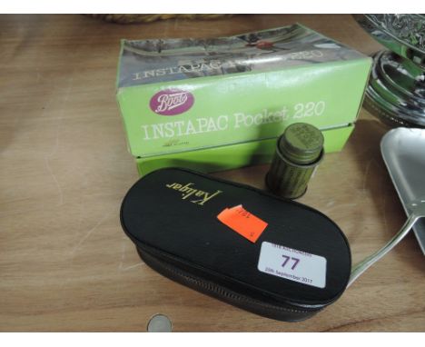 A Boots Instapac vintage camera, cased instamatic lenses etc