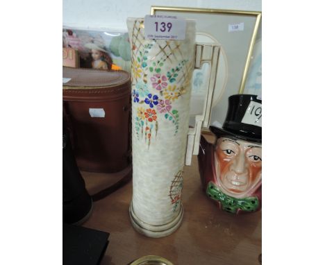 A Bewley Pottery long stem art deco vase with hand painted and enamel detailing