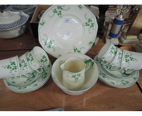 A part Wellington tea service in green clover design (20 pieces approx)