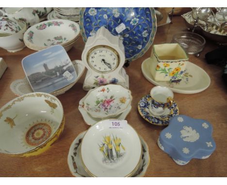 A selection of vintage table top and mantle display ceramics including Royal Grimwades, Royal Worcester