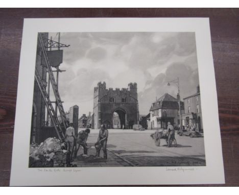 Leonard Russell Squirrell print of The South Gate, Kings Lynn 33x28cm
