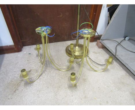 A brass standard lamp and 2 brass ceiling lights