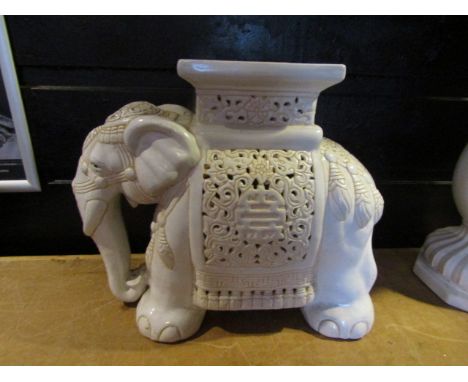 Elephant ceramic pot stand 45Lx39Hcm