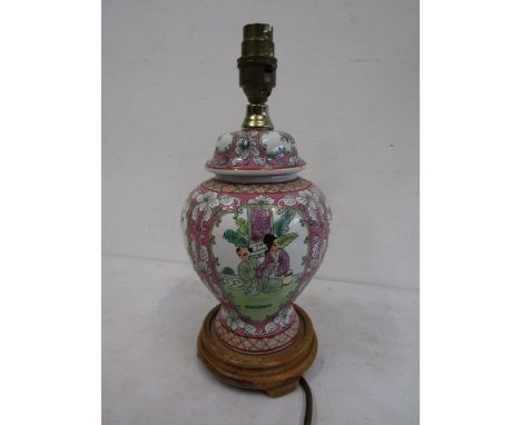 A Chinese ceramic lamp base converted from vase