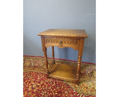 Oak Old Charm style lamp table with drawer H72cm W54cm D37cm approx&nbsp;