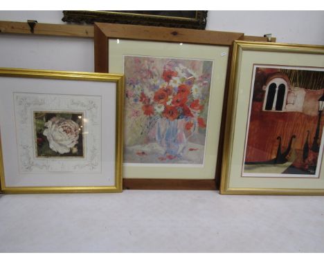 Janet Davies ltd edition poppy print and 2 others largest 67x78cm