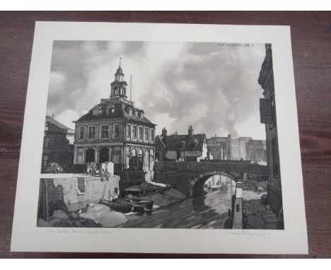 Leonard Russell Squirrell print of Custom House, Kings Lynn. 33x28cm