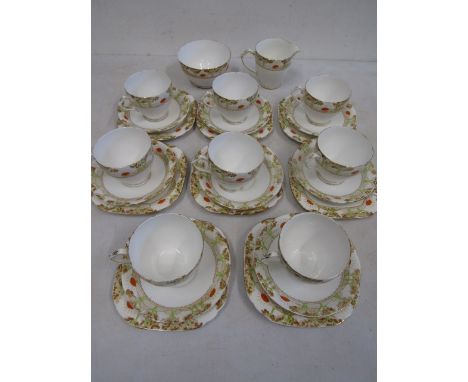 Wellington china part tea set- 8 cups, saucers and cake plates, jug and sugar bowl